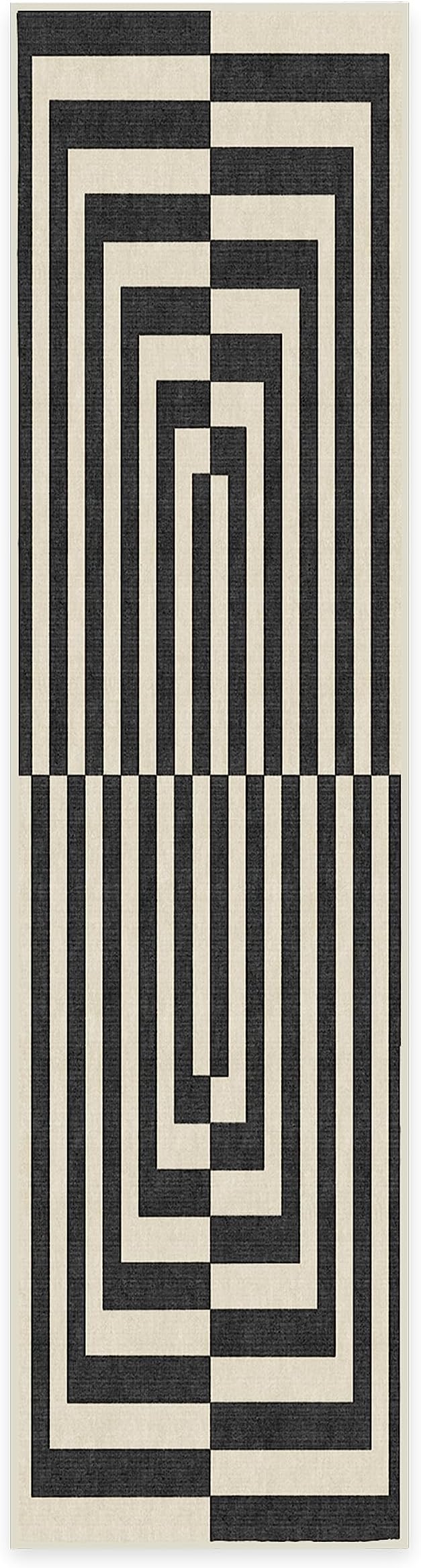 RUGGABLE x Jonathan Adler Machine Washable Modern Runner Rug – Op Art Charcoal 2.5x7, Stain-Resistant, Non-Slip – Washable Rug for Hallway, Entryway, Living Room & Kitchen–with Standard Pad