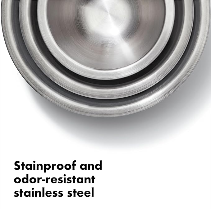 OXO Good Grips 3-Piece Stainless Steel Mixing Bowl Set - Blue/Gray