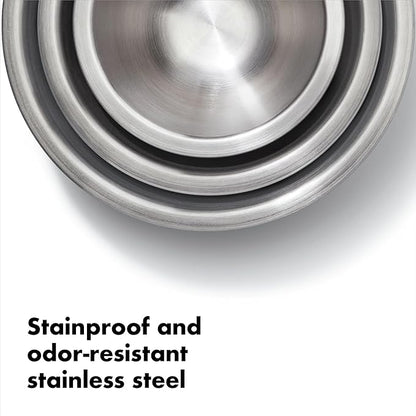 OXO Good Grips 3-Piece Stainless Steel Mixing Bowl Set - Blue/Gray