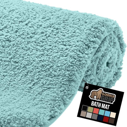 GORILLA GRIP Premium Luxury Bath Rug, 36x24, Absorbent, Soft, Thick Shag, Plush Bathroom Mat Rugs, Machine Washable, Quick Dry, Mats for Shower, Bathtub and Floor Accessories, Spa Blue