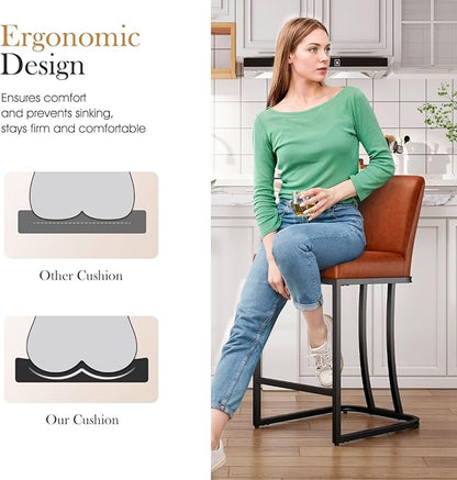 Sophia & William Brown Bar Stools Set of 4,Counter Height 24" Bar Stools for Kitchen Island