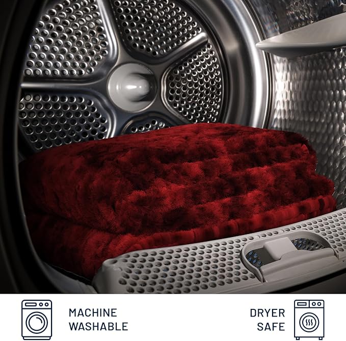 Everlasting Comfort Soft & Comfortable Red Faux Fur Throw Blanket for Couch - (50"x65") Minky & Fluffy Fall Blankets & Throws, Plush Fuzzy Cover for Bed, Sofa & Living Room - Cozy Home Decor