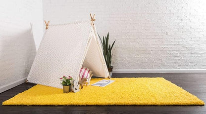 Unique Loom Solid Shag Collection Area Rug (8' x 11' Rectangle, Tuscan Sun Yellow)