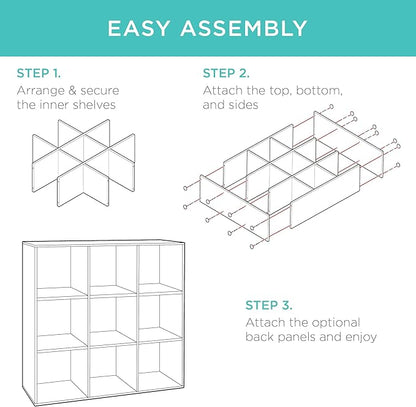Best Choice Products 9-Cube Storage Organizer, 11in Shelf Opening, Bookcase, Display Shelf, Customizable w/ 3 Removable Back Panels - Dark Gray