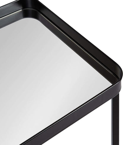 Kate and Laurel Celia Modern Side Table, 18 x 12 x 26, Black, Foldable Rectangular End Table for Storage and Display