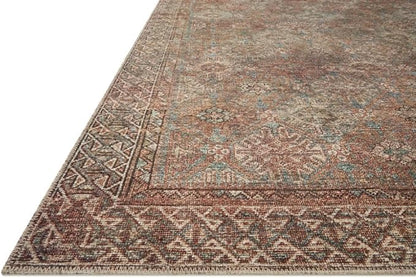 Loloi Amber Lewis Billie Collection BIL-04 Aqua/Rust 8'-6" x 11'-6", 0.19" Thick Area Rug