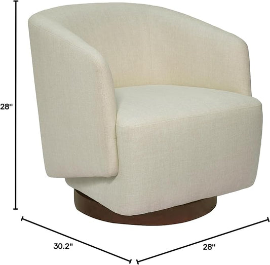 MINCETA Accent Chair,Modern Swivel Chairs for Living Room and Bedroom Reading with Wood Base,Performance Fabric in Beige