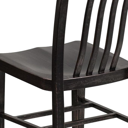 Flash Furniture Commercial Grade Black-Antique Gold Metal Indoor-Outdoor Chair