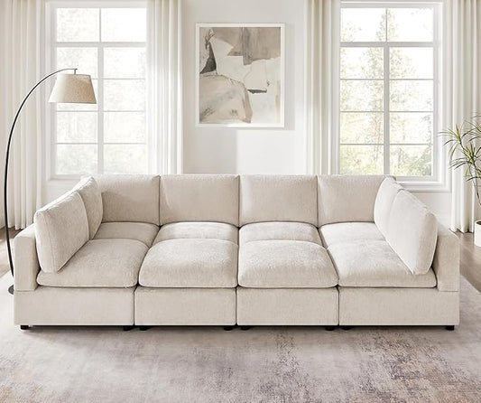 VANOMi Modular Sectional Sofa, Convertible Sofa Couch Modular Sofa with Ottoman, Sleeper Sofa Bed Sectional Sofas for Living Room Small Apartments