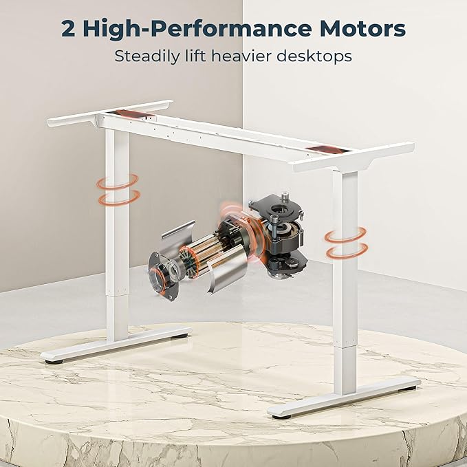 Dual Motor Standing Desk, Large Stand Up Desks, 63x28 Inches Electric Sit Stand Desks, 4 Memory Preset Adjustable Height Desk Home Office Desks(White)