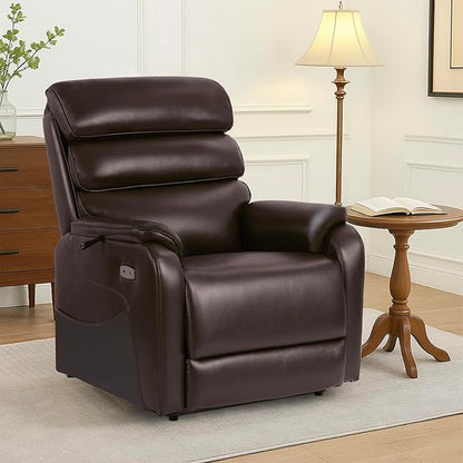 EONIX Large Lay Flat Power Lift Recliner Chair for Elderly, Oversized Electric Lift Chairs, 400lbs Heavy Duty Power Recliner with Heat and Massage, SLRY022063, Dark Brown