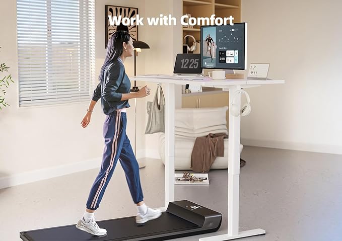 YDN Electric Standing Desk Adjustable Height, 40 x 24 Inches Stand up Desk with Cable Management, Home Office Desks with Splice Board & White Frame, White Top
