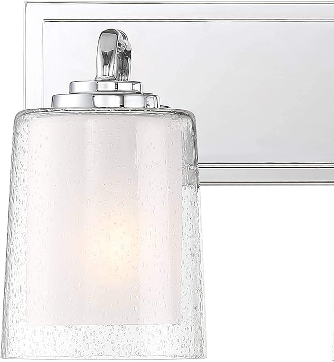 Possini Euro Design Mabelle Modern Wall Light Chrome Silver Hardwired 22 1/2" Wide 3-Light Fixture Mounted Clear Seedy Outer Frosted Glass Inner Bathroom Vanity Mirror House Home Hallway Room Decor
