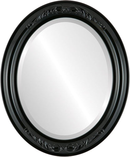 OVALCREST Oval Beveled Wall Mirror for Home Decor - Florence Style - Gloss Black - 34" x 28"