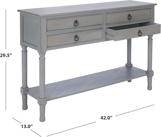 Safavieh Home Collection Haines Distressed Grey 4-Drawer Bottom Shelf Console Table