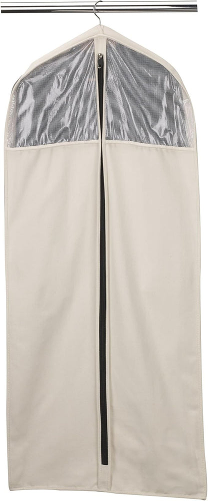 Household Essentials 3392-1 Cedarline Collection Hanging Garment Bag | Dress and Suit Protector | Natural Cotton Canvas,Off-White