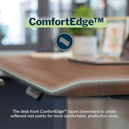 Vari ComfortEdge 40x26 Inch Adjustable Standing Desk – Small Electric Sit Stand VariDesk for Apartment, Bedroom, or Home Office + Beveled Edge, Tool-Free Assembly (Walnut Top/Black Legs)