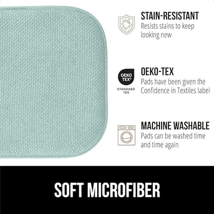 GORILLA GRIP Chair Cushions, Set of 8 16x16, Memory Foam Pads for Dining Room, Kitchen Table, Office Desk, Rocking Chairs, Stay in Place Backing, Comfortable Microfiber Seat Cover Pad Cushion, Lt Blue