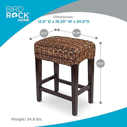 Bird Rock Home Seagrass Backless Counter Stool | Set of 2 | Handwoven | Natural Fibers | Fully Assembled