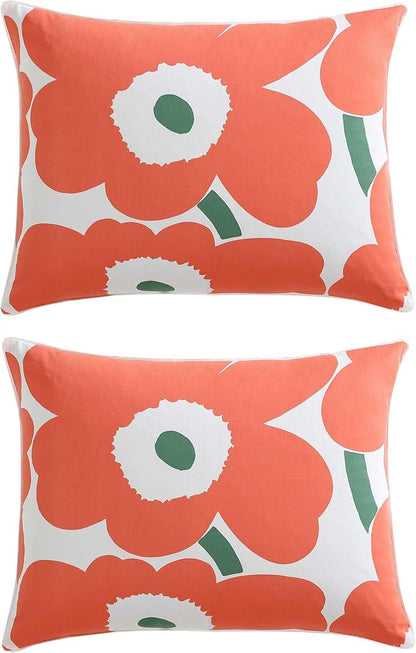 Marimekko - Duvet Cover Set, Super Soft Organic Bedding, Casual Home Decor (Unikko Orange, Full/Queen)