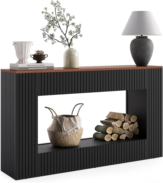LITTLE TREE Black Console Table for Entryway, 55 Inch Long Narrow Farmhouse Sofa Table with Storage for Living Room, Hallway, Entry, Behind Couch, Entrance, Foyer