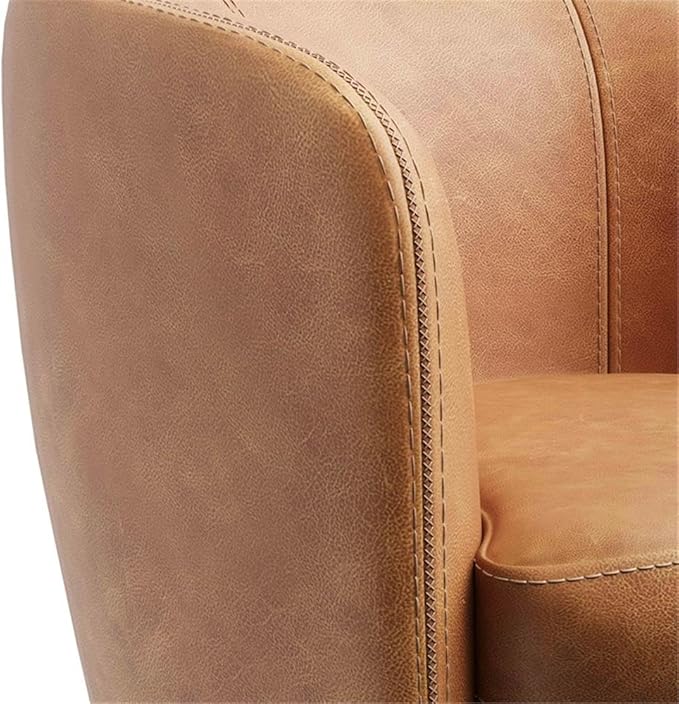 Pemberly Row Genuine Italian Leather Brown Swivel Club Chair (Two Pack)