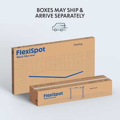 FLEXISPOT EN1 One-Piece Adjustable Desk 40 x 24 Inches Stand Up Desk Workstation Electric Standing Desk with Seamless Desktop (Silver Frame + 40 inches White Top, 2 Packages)
