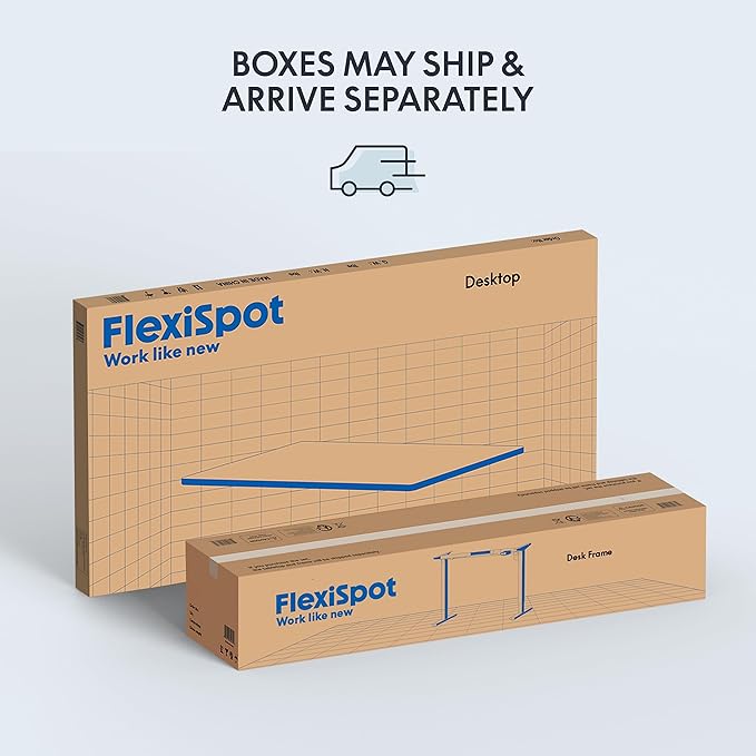 FLEXISPOT EN1 Whole-Piece Standing Desk, 55 x 28 Inches Electric Stand Up Desk for Workstation and Home Office (Black Frame + 55" White Top, 2 Packages)