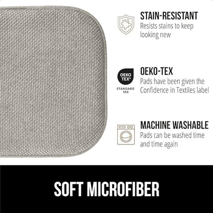GORILLA GRIP Slip Resistant Chair Cushions, No Ties Required, Memory Foam Pads for Dining Room, Kitchen Table, Office, Rocking Chairs, Plush Seat Cover Cushion Pad, Home Decor, Set of 4 16x16, Lt Gray