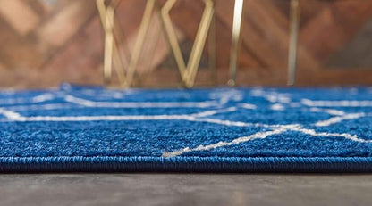 Unique Loom Trellis Frieze Collection Area Rug - Geometric (9' x 12' 2", Navy Blue/ Ivory)