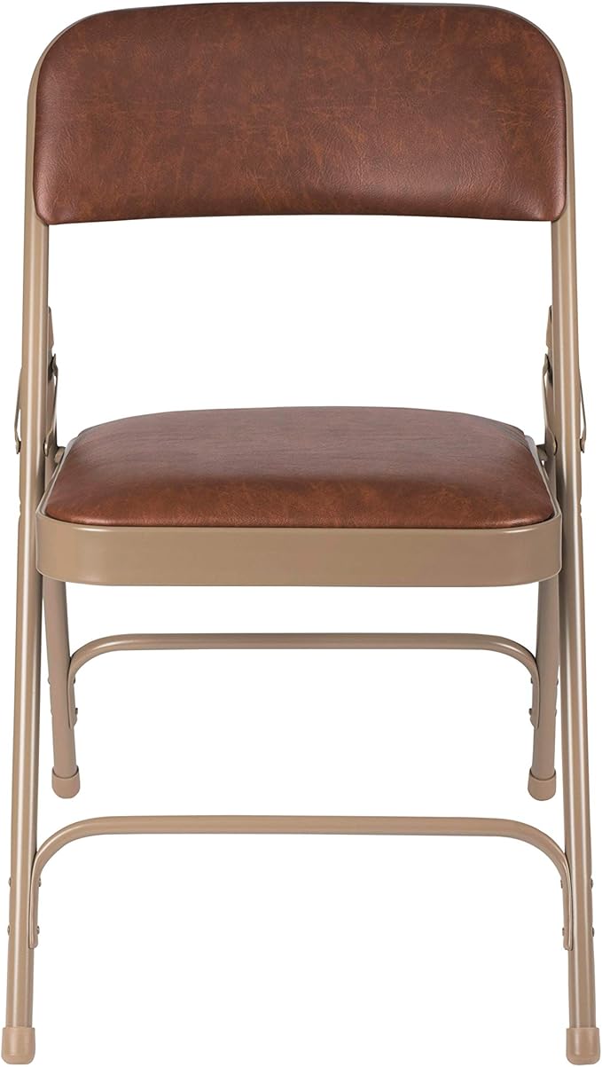OEF Furnishings OEF1200 Series Premium Heavy Duty Vinyl Padded Folding Chairs, Commercial Grade 500 lb Capacity (4-Pack, Honey Brown)