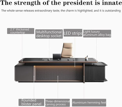 Modern Executive Desk, 78.7 inch L Shaped Desk with Storage, L Shape Corner Desk Drawers and Lockable Storage No Installation Required Without Display Racks and Bookshelves