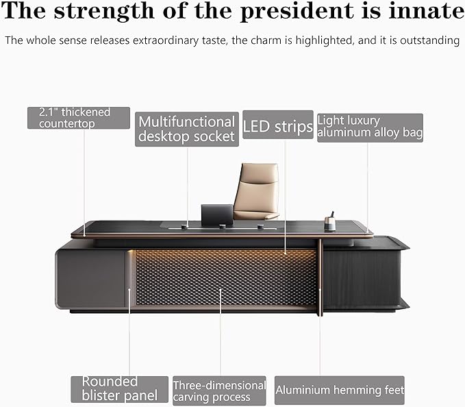 Modern Executive Desk, 126.0 inch L Shaped Desk with Storage, L Shape Corner Desk Drawers and Lockable Storage No Installation Required Without Display Racks and Bookshelves