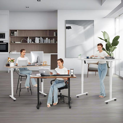 farexon 48 x 24 inch Standing Desk Electric Adjustable Height with Charging Station, Stand up Desk with Ergonomic Workstation, 4 Preset Heights Easy to Set(Black)