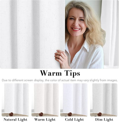 H.VERSAILTEX Linen Blackout Curtains Durable Thick Textured Linen Look 100% Blackout Patio Door Curtain Anti Rust Grommet Extra Wide Sliding Door Curtain Panel, W100 x L108 inch - Pure White