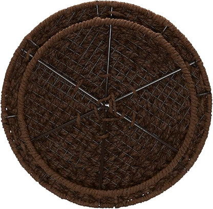 Household Essentials Handwoven Paper Rope Barrel Wicker Storage Basket Side Table, Brown
