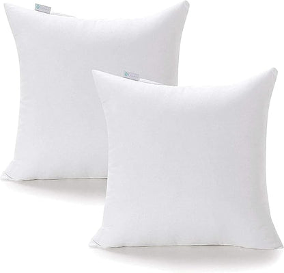 Acanva 28x28 Throw Pillow Inserts Set of 2, Premium Polyester Fiber Fill Square Sham Stuffer Cushion for Sofa, Bed, Couch and Chair, Machine Washable, White