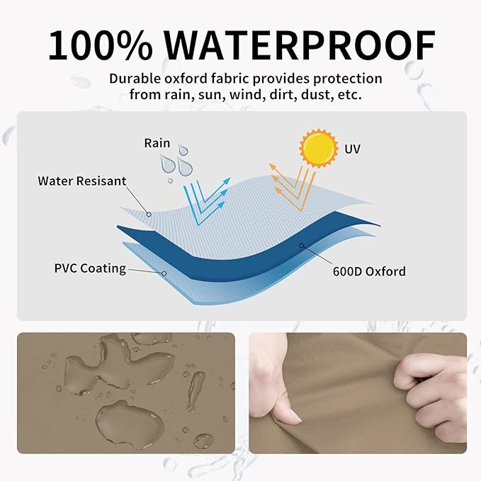 Easy-Going Heavy Duty 2-Seater Patio Couch Cover - Windproof Outdoor Furniture with Air Vent (76Wx32.5Dx33H inch, Camel/Dark Brown)