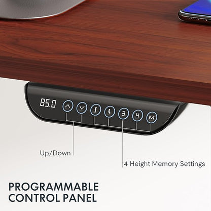 FLEXISPOT E6 MAX Dual Motor 3-Stage 48x30 Inch Heavy Duty Standing Desk, 330lbs Weight Capacity, Height Adjustable Desk w/Cable Management & Wheels (Seamless Mahogany Desktop + Black Frame)