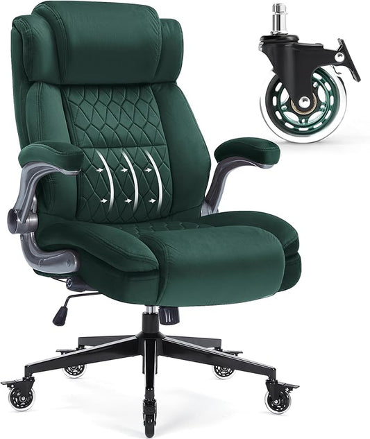 Large High Back Office Chair with Flip Arms- Executive Desk Chair with Locking Wheels, Adjustable Lumbar Support, Ergonomic Breathable Fabric Computer Chair Prevents Cats Scratching