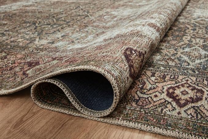Loloi Amber Lewis Georgie Collection GER-07 Moss/Salmon 5'-0" x 7'-6", .19" Pile Height, Area Rug