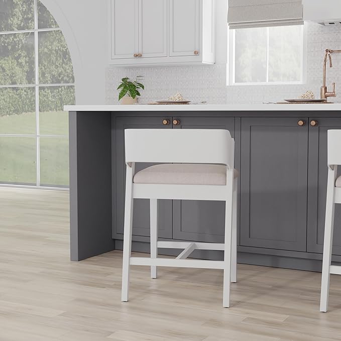 Hillsdale Dresden Wood Counter Height Stool, White