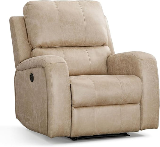 Electric Recliner Chair, Soft PU Leather Power Recliners with Padded Backrest, Single Overstuffed Heavy Duty Reclining Sofa for Living Room Bedroom
