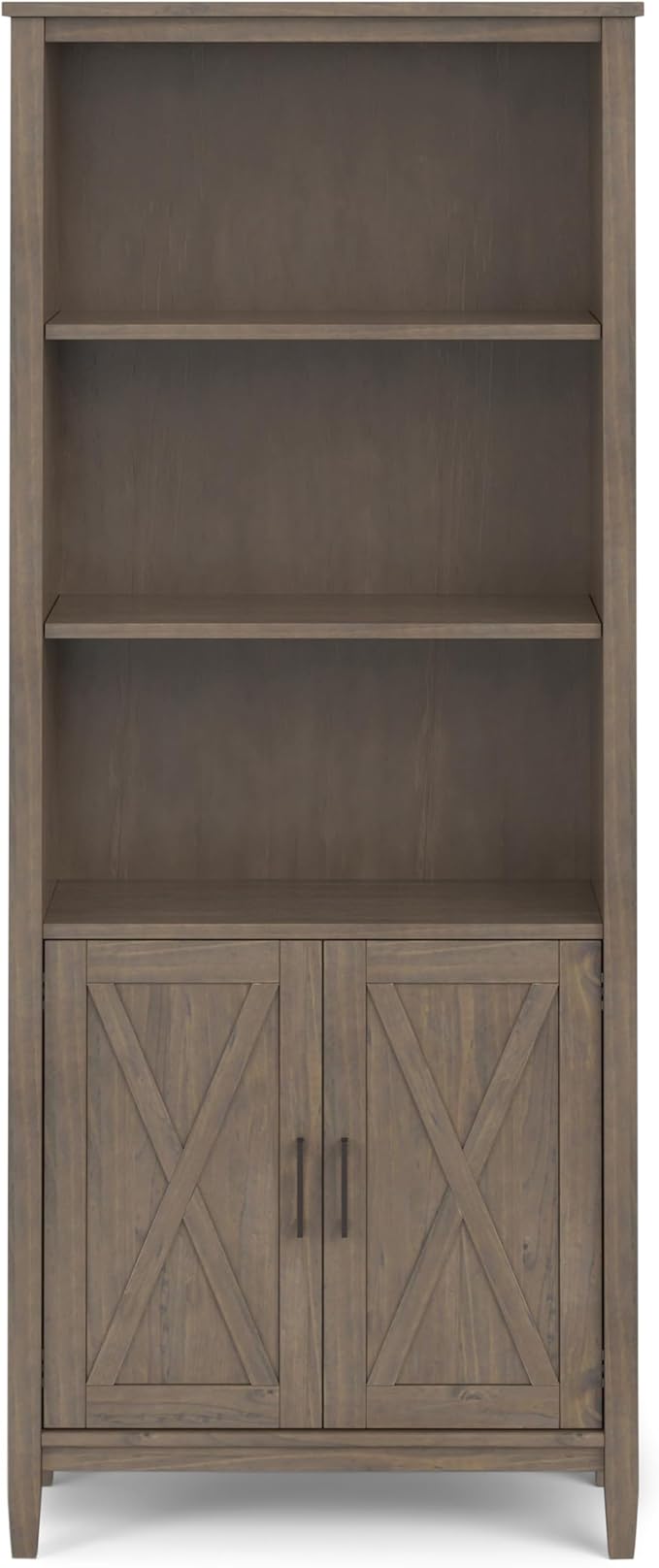 SIMPLIHOME Ela Bookcase - 72 inch Tall 5-Shelf Solid Wood Bookshelf in Smoky Brown, Transitional Storage for Living Room, Study Room or Office with Open Design and Sleek Panel Detailing