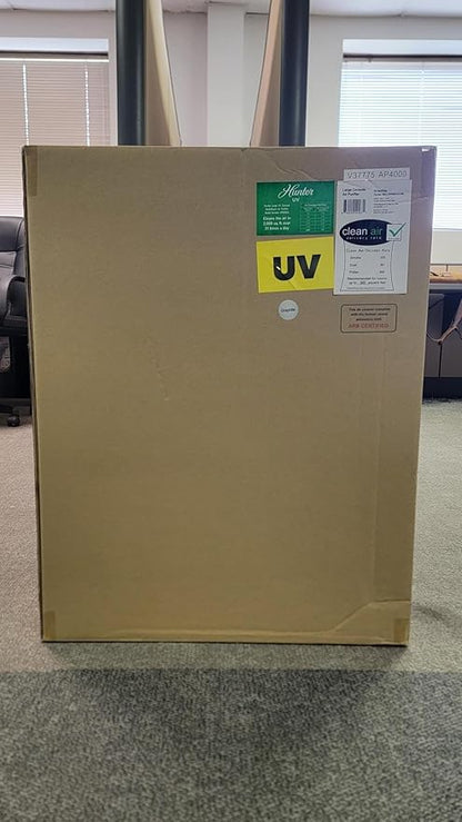 Hunter HP850 Air Purifiers for Home Large Room and Bedroom. True HEPA Air Purifier for Pets, Odors, Allergens, Smoke, Dust. 4 Fan Speeds, Quiet Sleep Mode, UV Mode. Filters 2585 Ft² per hour. Black