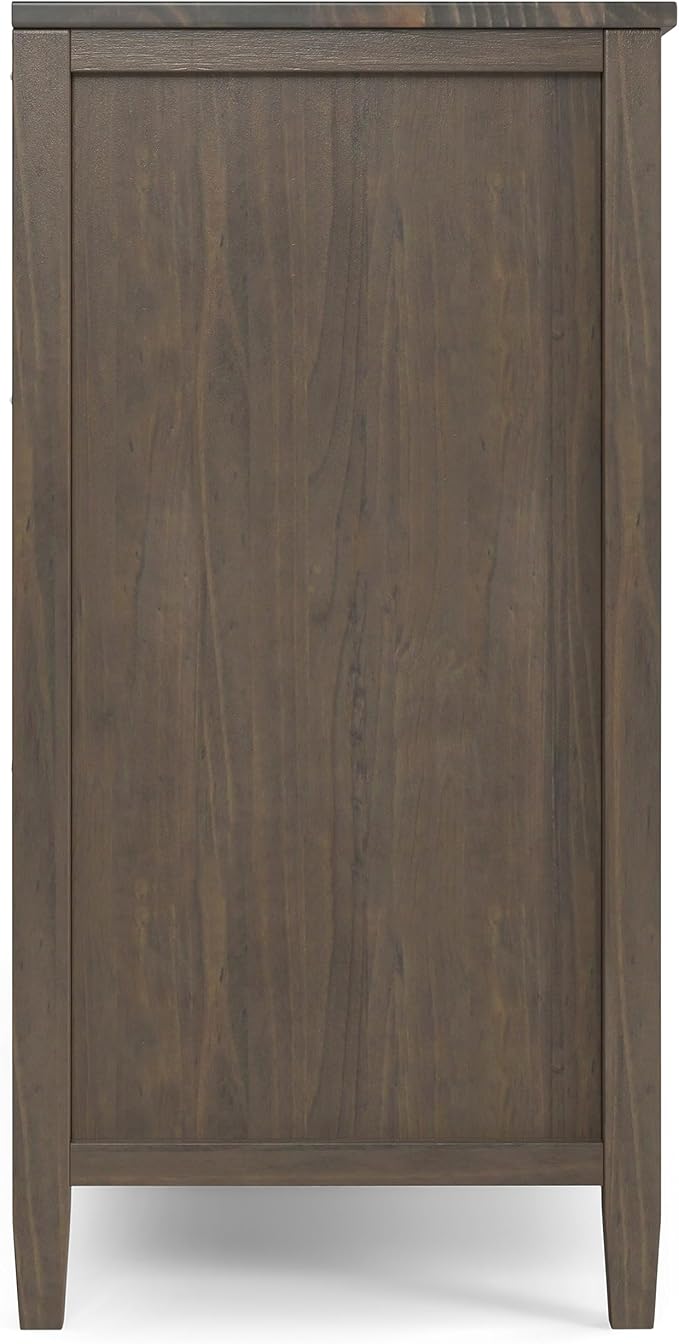 SIMPLIHOME Ela Solid Wood and Pine 54 inch x 18 inch Rectangle Transitional Sideboard with Wine Storage in Smoky Brown for The Dining Room and Kitchen