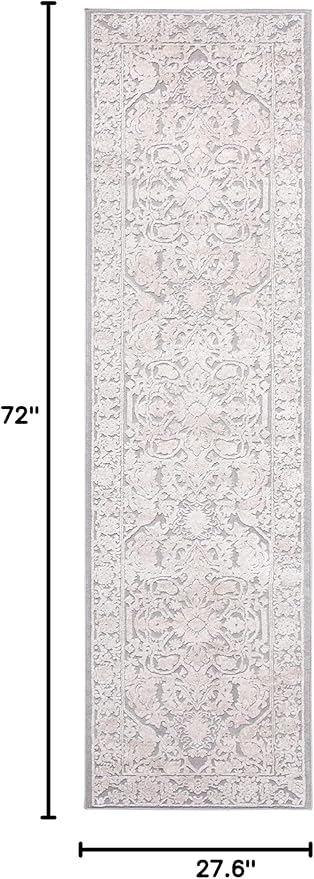 SAFAVIEH Reflection Collection Runner Rug - 2'3" x 6', Light Grey & Cream, Non-Shedding & Easy Cleaning, Ideal for Living Room, Bedroom (RFT665C)