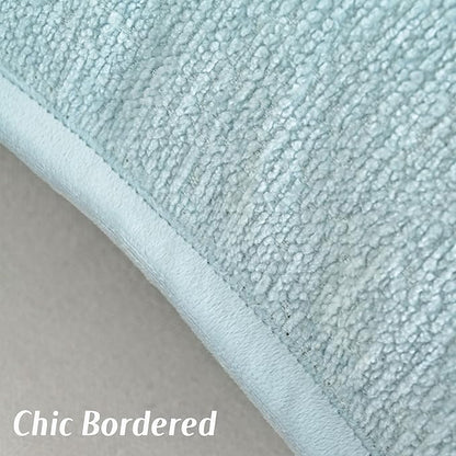 FUTEI Light Blue Chenille Throw Pillow Covers 12x20 Inch Set of 2,Soft Cozy Bound Edge Design Lumbar Pillow Cases,Home Decor for Couch Bed Living Room