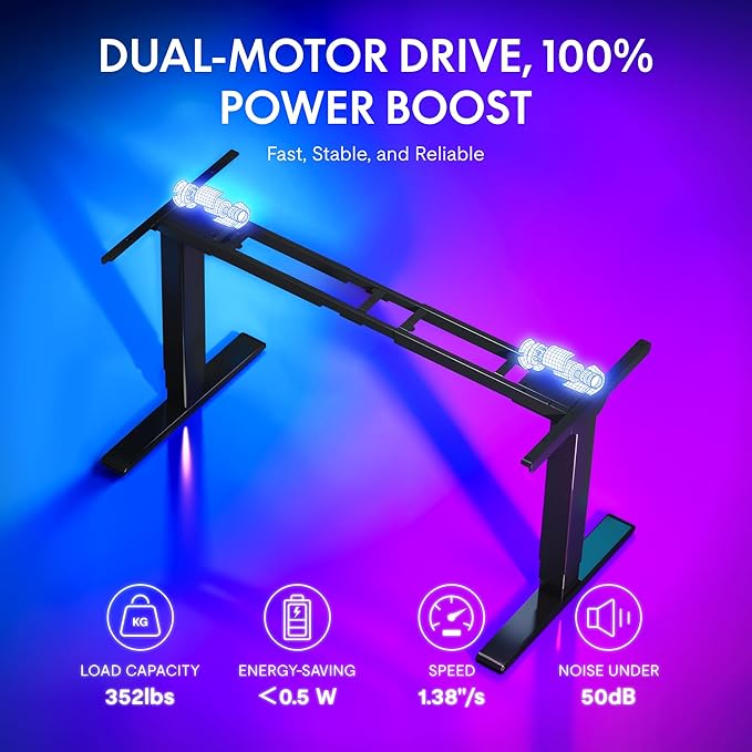 FLEXISPOT CyberX 71 Inch RGB LED Electric Gaming Standing Desk, Dual Motor 3-Stage Adjustable Desk up to 352 lbs, Large Ergonomic Computer Workstation for Gamers, Streamers & Home Studios (Black)