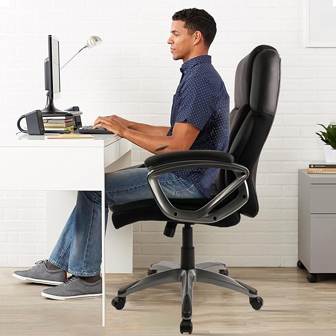 CLATINA Big and Tall Executive Office Chair, Extra Wide Seat, 500 LBS Capacity Heavy Duty Ergonomic Cloth Desk Chair with Wheels and Padded Armrests, High Back Fabric Computer Task Chair, Black